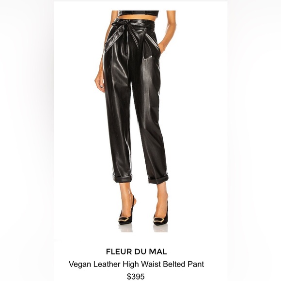 FLEUR DU MAL Vegan Leather High Waist Belted Pant size 10 pristine condition - Picture 1 of 14